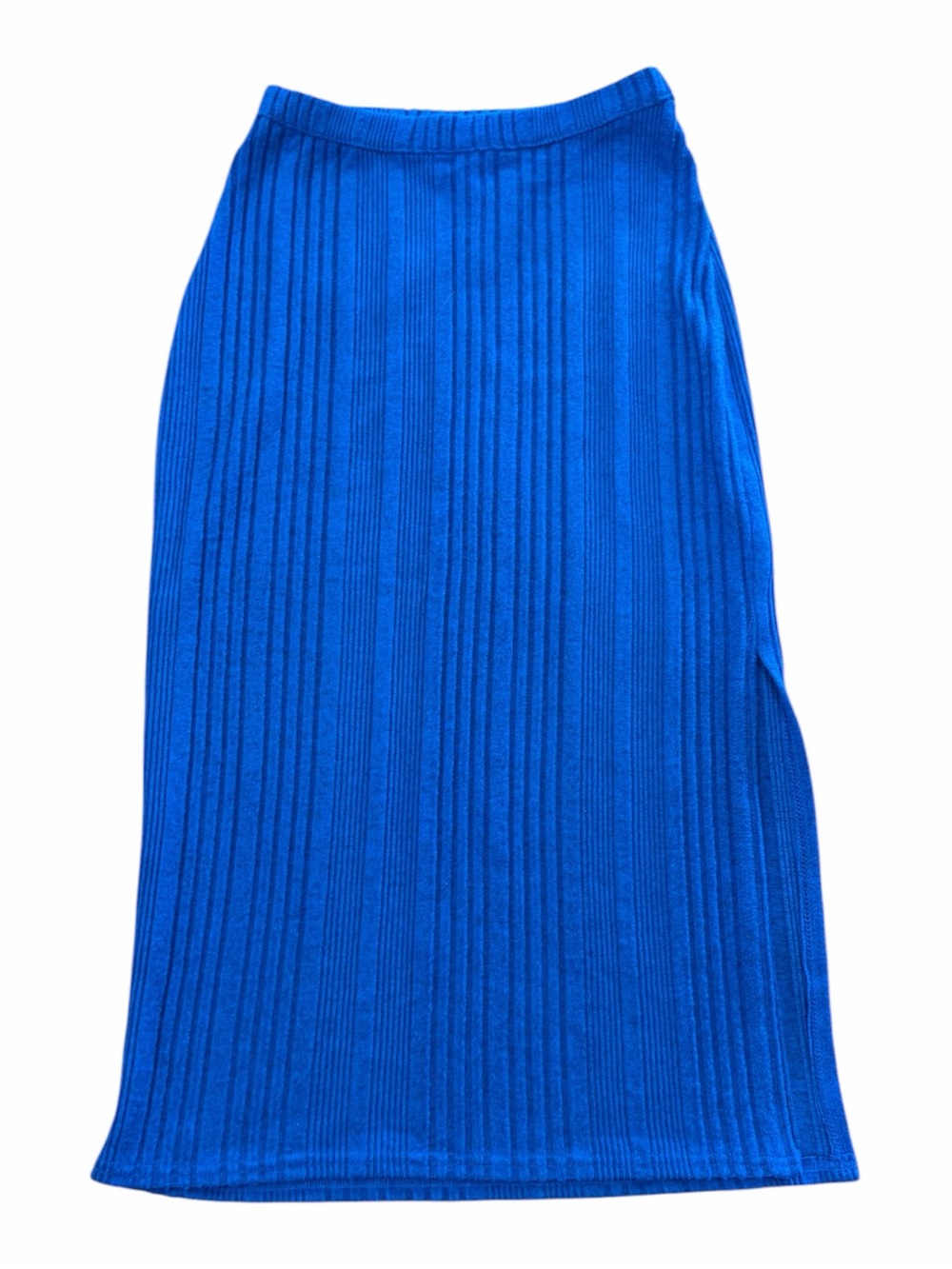 Umgee Blue Ribbed Knit Midi Skirt S